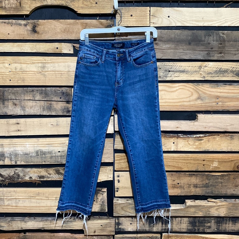 Judy Blue High Waist Kick-boot Fray Hem Straight Jeans Size 3|26